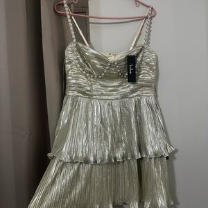 Lulu's Shiny Silver Tiered Dress